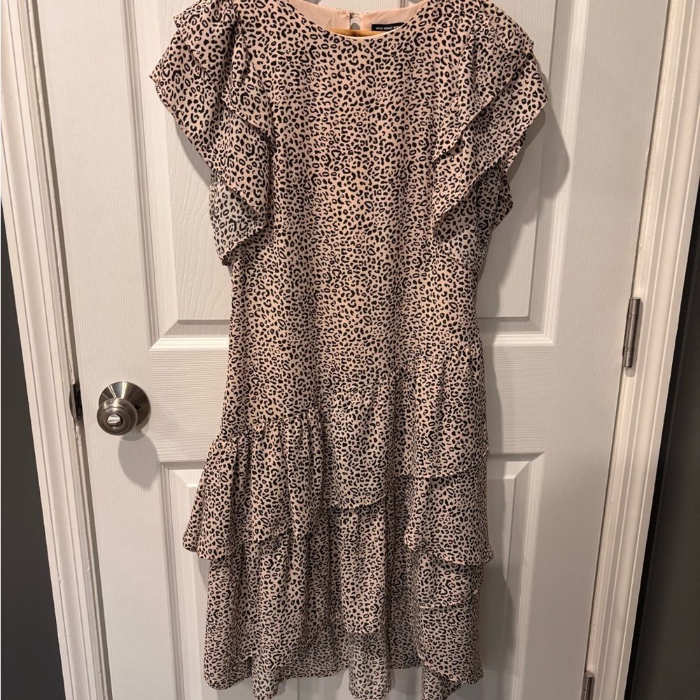 Who What Wear Animal Print Ruffle Dress